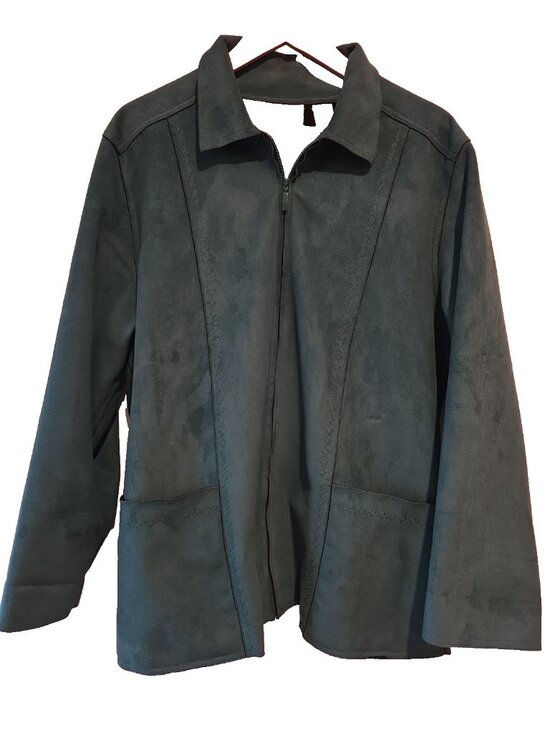 Alfred Dunner Jackets & Blazers - Alfred Dunner Jacket Faux Suede Women's Green Zip Pockets Sz 16